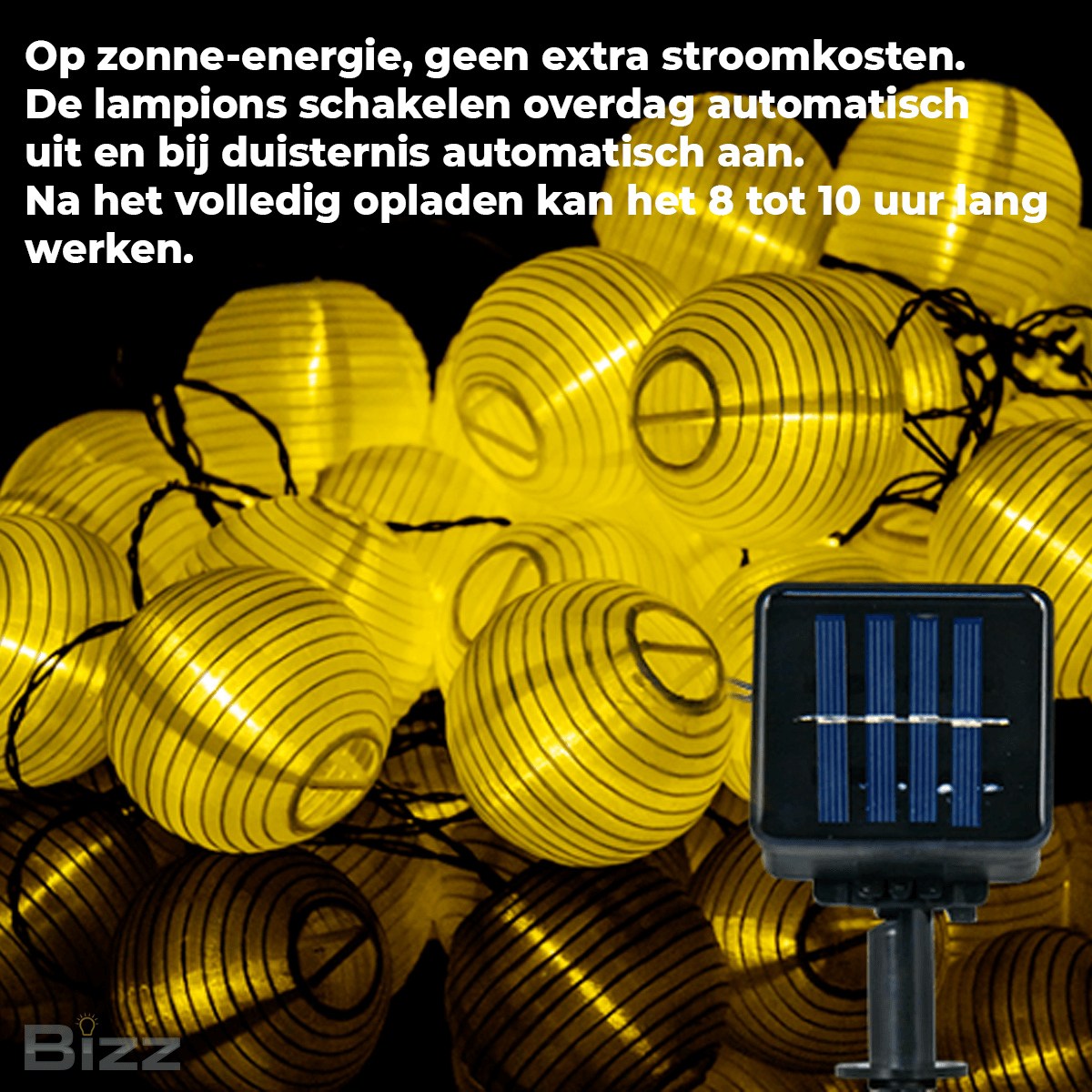 Omgekeerde rechtop Bedelen BIZZ Light® LED lichtsnoer voor buiten - Werkt op zonne-energie - 6,5 m 30  LEDs lampionnen - IP65 waterdicht - Tuinverlichting op zonneenergie - Led  buiten verlichting met dag/nacht sensor - BIZZ Lightstore